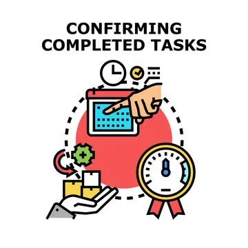Confirming completed tasks vector concept illustration Stock Illustration