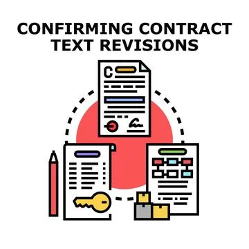 Confirming contract revisions process with key and packages Stock Illustration