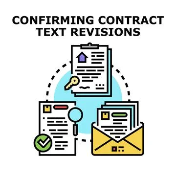 Confirming contract text revisions process document management Stock Illustration