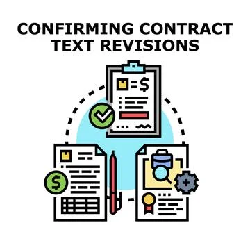 Confirming contract text revisions process vector concept Stockillustratie