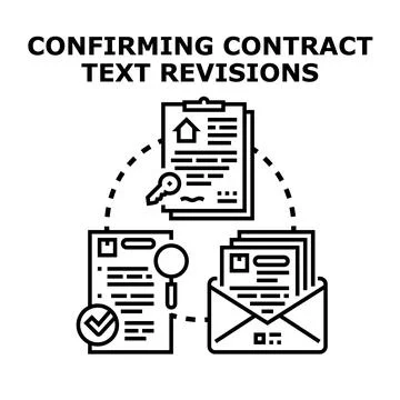 Confirming contract text revisions process document management Stock Illustration