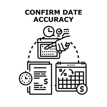 Confirming date accuracy for financial planning process Stock Illustration