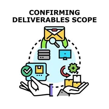 Confirming deliverables scope and project management process Stock Illustration