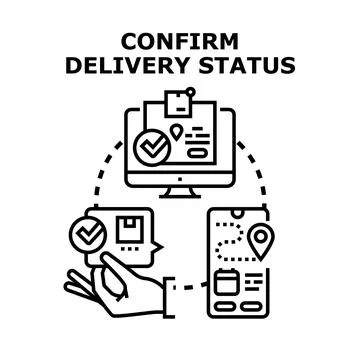 Confirming delivery status on multiple devices concept Stock Illustration