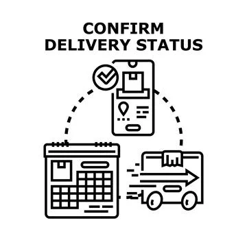 Confirming delivery status using mobile tracking application Stock Illustration