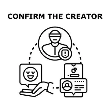 Confirming digital content creator identity and authenticity Stock Illustration