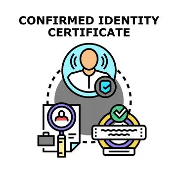 Confirming digital identity and certificate verification process Illustrazione stock