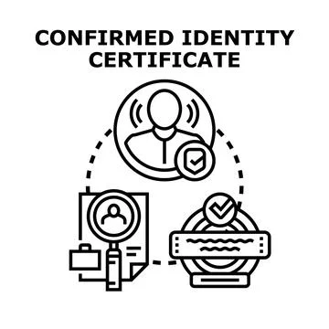 Confirming digital identity and certificate verification process Illustrazione stock