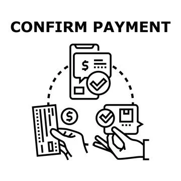 Confirming digital payment and online transaction process Stock Illustration
