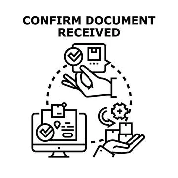 Confirming document parcel goods received process 스톡 일러스트