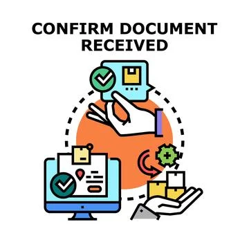 Confirming document parcel goods received process 스톡 일러스트