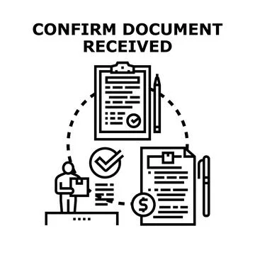 Confirming document receipt process completing online transaction Stock Illustration
