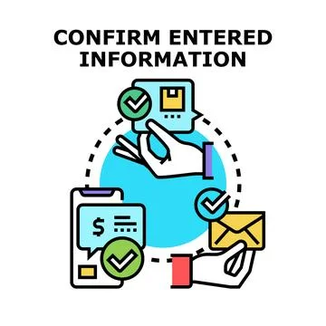 Confirming entered information and data verification process Stock Illustration