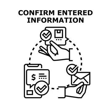 Confirming entered information and data verification process Stock Illustration