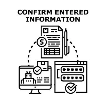 Confirming entered information process with secure data verification Stock Illustration