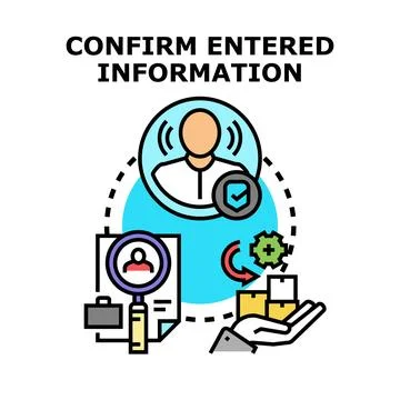 Confirming entered user information and data verification Ilustración de archivo