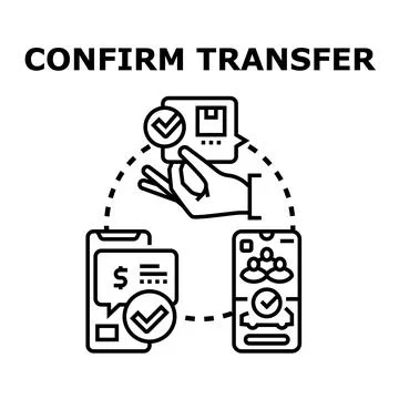 Confirming financial transfer notification process illustration Stock Illustration