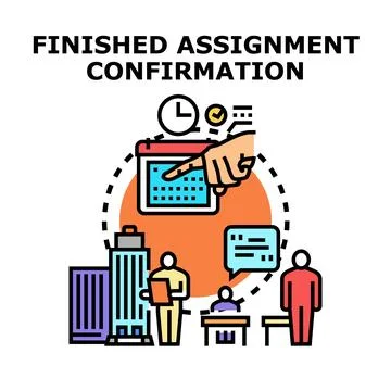 Confirming finished assignment concept with business team Stock-Illustration
