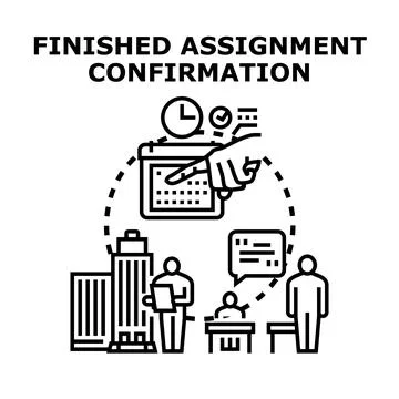 Confirming finished assignment concept with business team Stock-Illustration