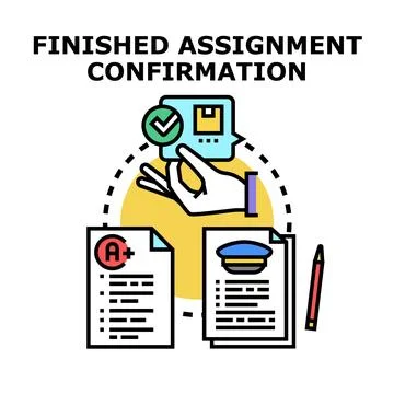 Confirming finished assignment or task completion for success Stock Illustration