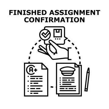 Confirming finished assignment or task completion for success Stock Illustration