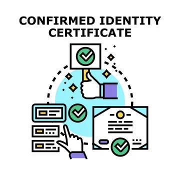 Confirming identity certificate process for verification イラスト素材