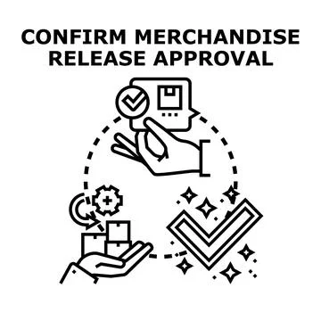 Confirming merchandise release approval process vector Stock Illustration