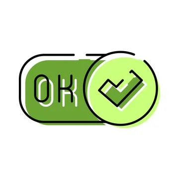 Confirming ok button message with a check mark Stock Illustration