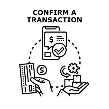 Confirming online transaction process with smartphone and financial documents Stock Illustration