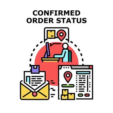 Confirming order status and delivery tracking concept Stock Illustration