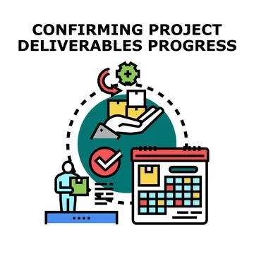 Confirming project deliverables progress and completion stages Stock Illustration