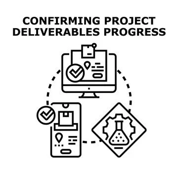 Confirming project deliverables progress concept illustration Stock Illustration