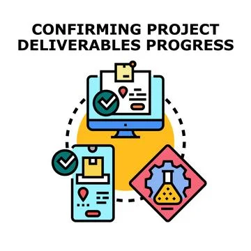 Confirming project deliverables progress concept illustration Stock Illustration
