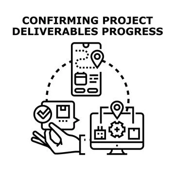 Confirming project deliverables progress tracking system イラスト素材