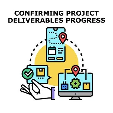Confirming project deliverables progress tracking system Stock Illustration
