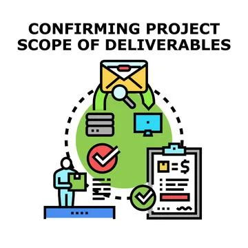 Confirming project scope and deliverables process workflow Stock Illustration