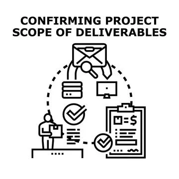 Confirming project scope and deliverables process workflow Stock Illustration