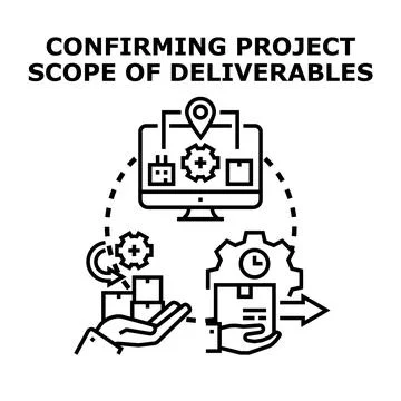 Confirming project scope and deliverables management process Stock Illustration