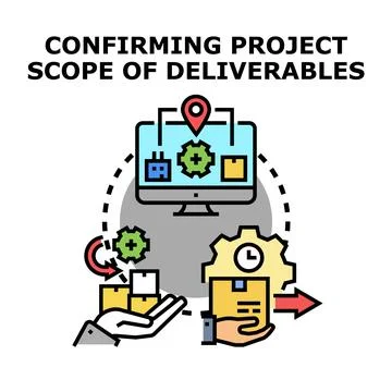 Confirming project scope and deliverables management process Stock Illustration