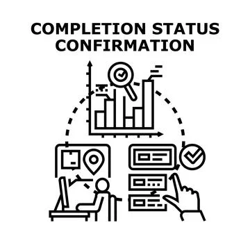Confirming project task completion status analyzing data Stock Illustration