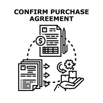 Confirming purchase agreement processing order delivering product Illustration