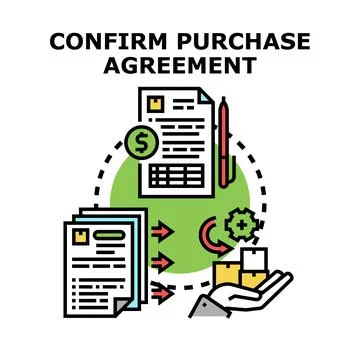 Confirming purchase agreement processing order delivering product Illustration