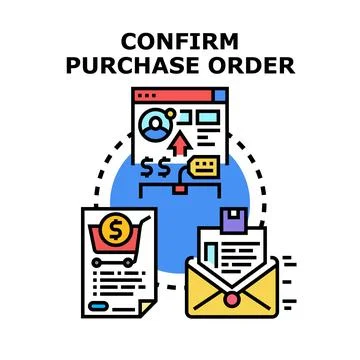 Confirming purchase order and delivery notification concept Stock Illustration