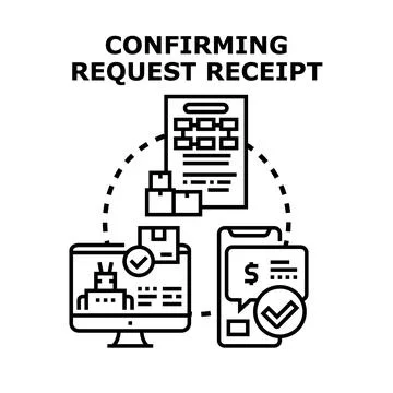 Confirming request receipt and digital transaction process イラスト素材