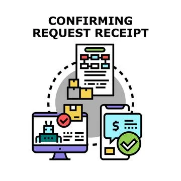 Confirming request receipt and digital transaction process Stockillustratie
