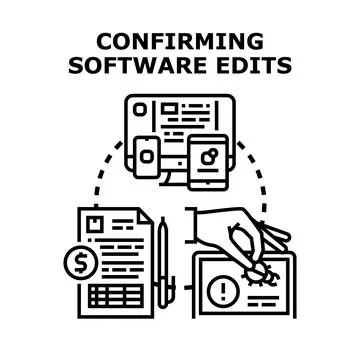 Confirming software edits for professional development project Illustrazione stock