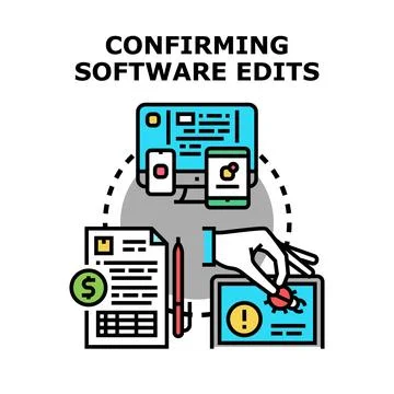 Confirming software edits for professional development project 스톡 일러스트