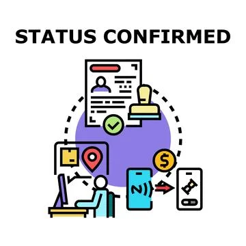Confirming status and processing online digital transactions Stock Illustration