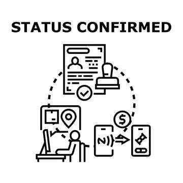Confirming status and processing online digital transactions Stock Illustration