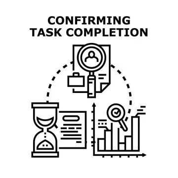 Confirming task completion process and progress verification Stock Illustration
